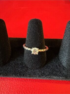 Sparkling Silver Solitaire Diamond Moissanite Ring with Faceted Band in Silver